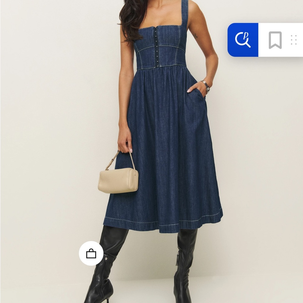 Reformation Tagliatelle Denim Midi Dress | Size 6